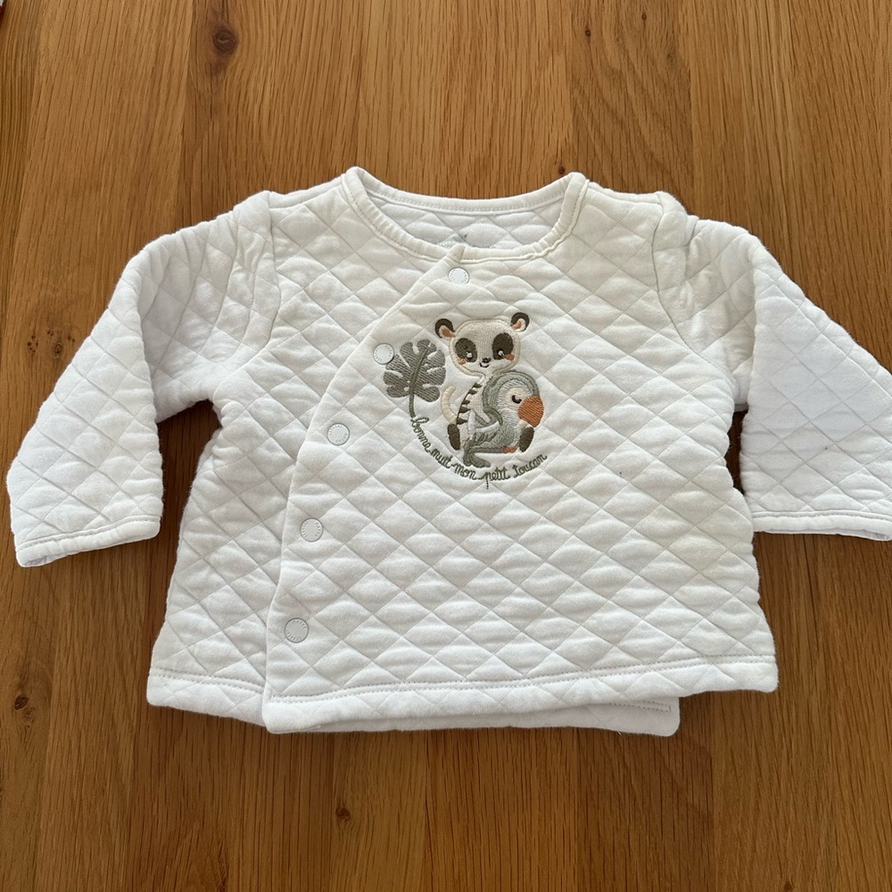 Sergent Major (French) Quilted White Kids Shirt with Koala Design- 6 months
